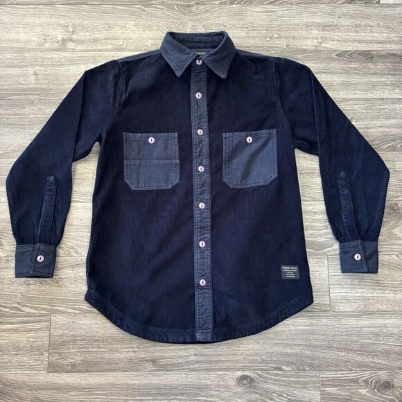 Random Access Men’s Corduroy Shirt S Navy Blue Button-Up Casual Fall Jersey - Picture 1 of 16